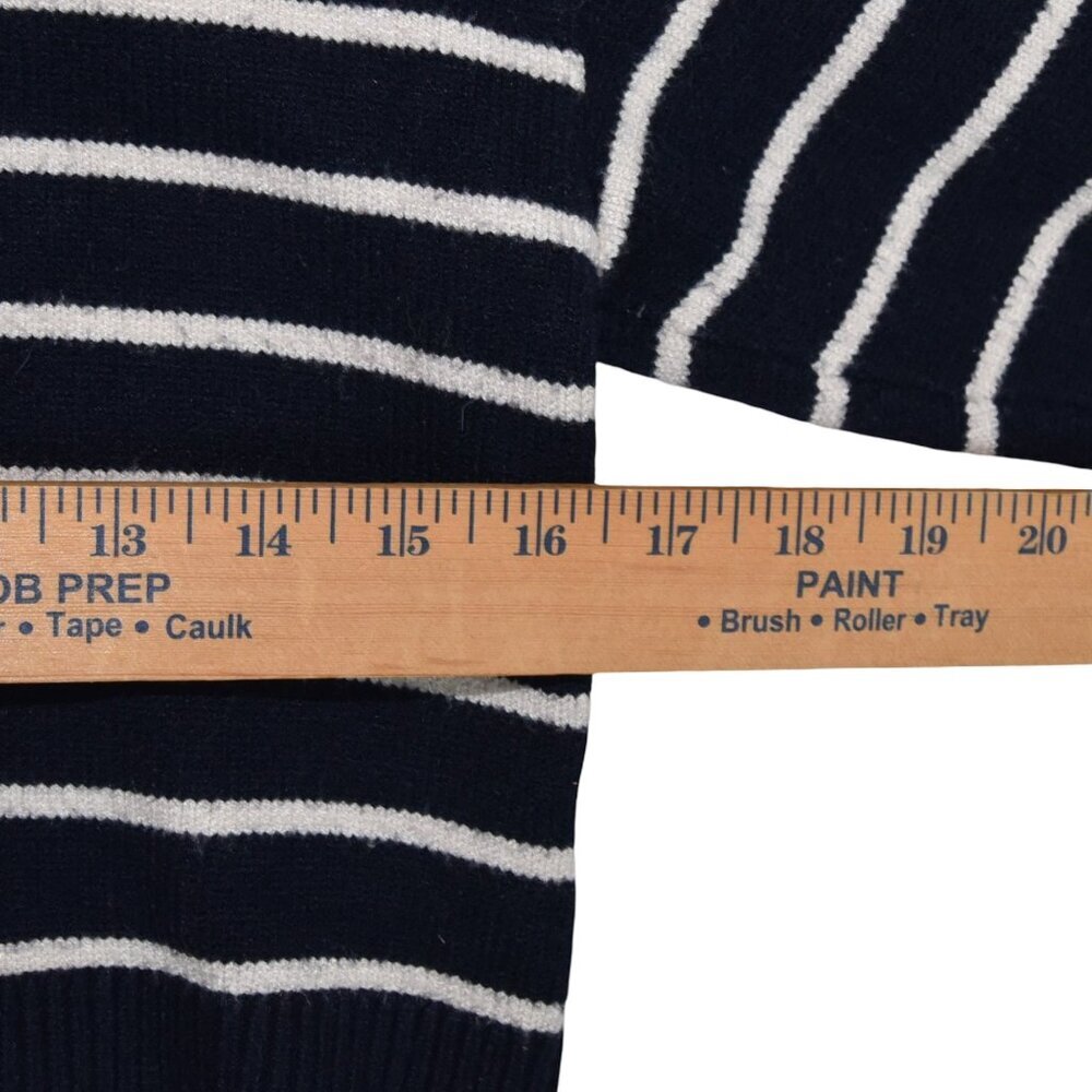 Zara Navy & White Striped Cropped V-Neck Sweater - Picture 4 of 7